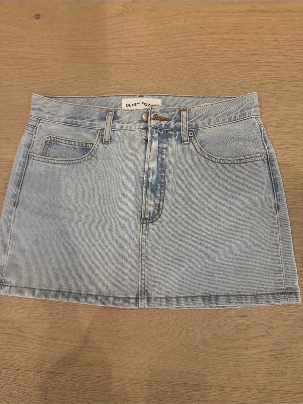 Denim Forum Pale Blue Denim Mini Skirt